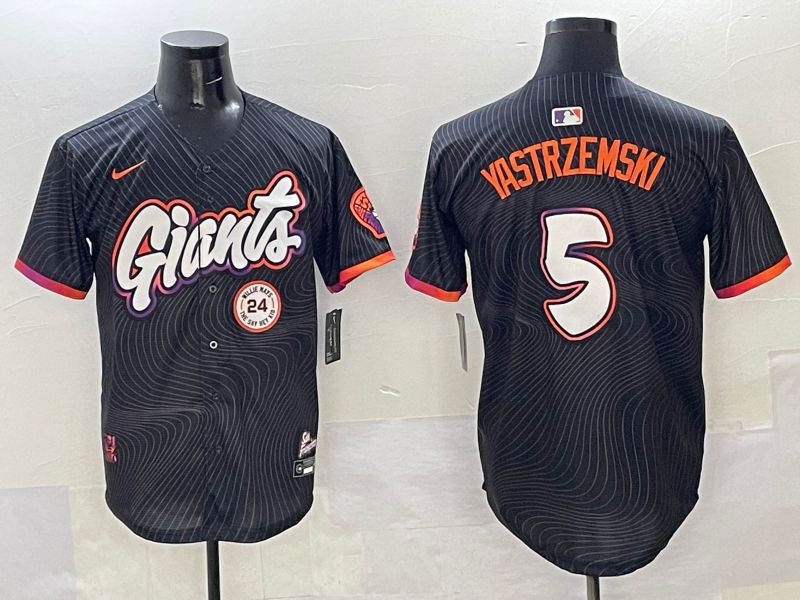 Men San Francisco Giants #5 Yastrzemski Black Joint Name 2025 Nike MLB Jersey style 40->youth mlb jersey->Youth Jersey